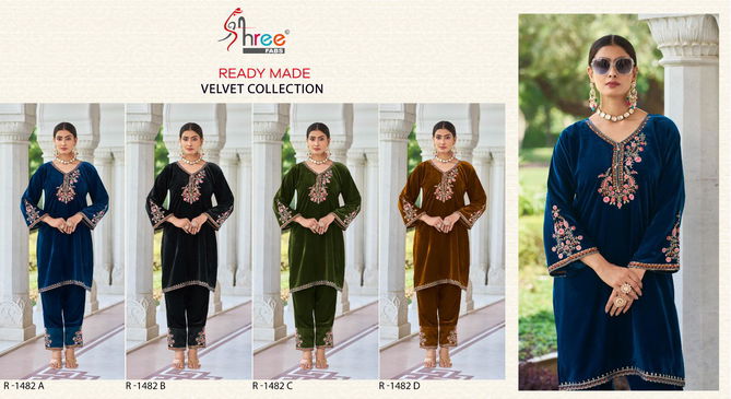 R 1482 Shree Velvet Embroidery Pakistani Suits Wholesale Shop In Surat